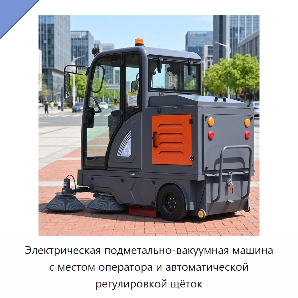 Электрическая подметально-вакуумная машина с местом оператора и автоматической регулировкой щёток — Подметальные машины