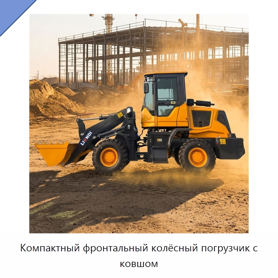 Компактный фронтальный колёсный погрузчик с ковшом — Землеройная техника