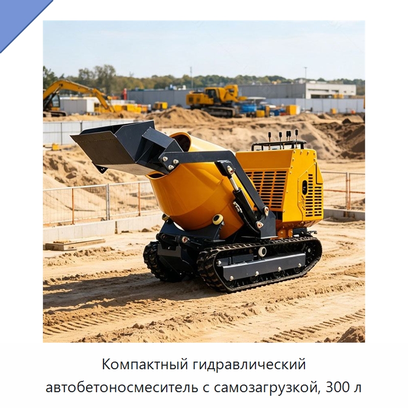 Компактный гидравлический автобетоносмеситель с самозагрузкой, 300 л — Оборудование для работы с бетоном