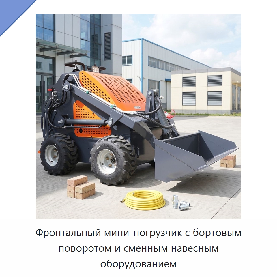 Фронтальный мини-погрузчик с бортовым поворотом и сменным навесным оборудованием — Землеройная техника