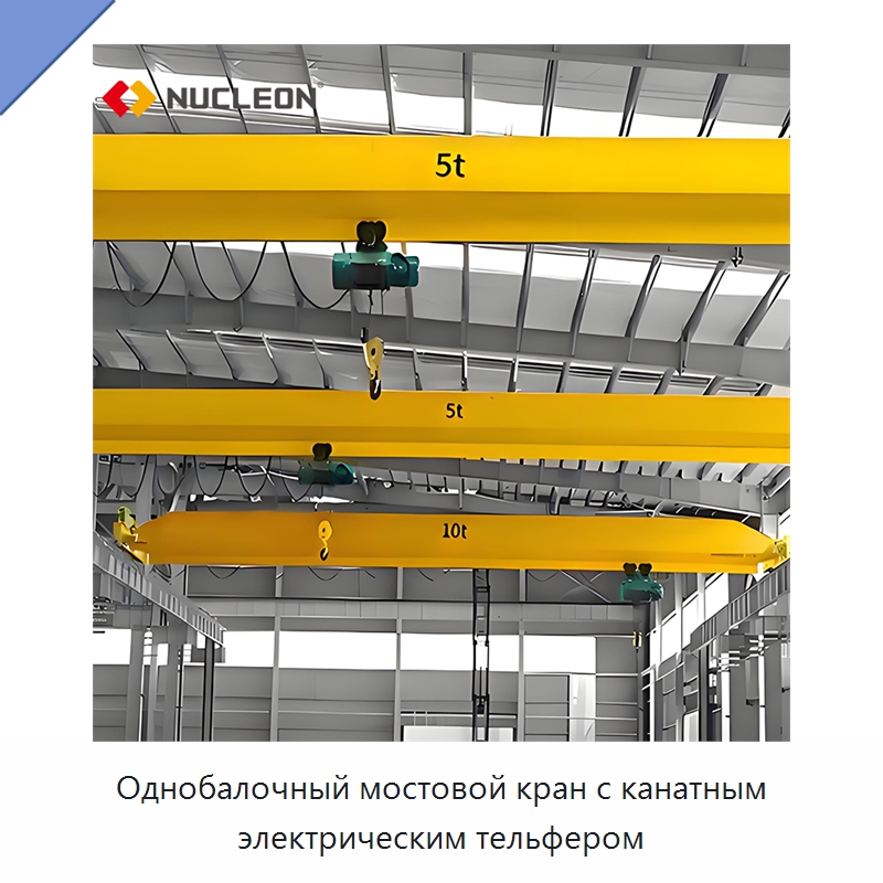 Однобалочный мостовой кран с канатным электрическим тельфером — Краны