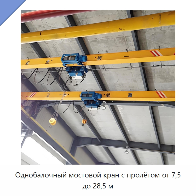 Однобалочный мостовой кран с пролётом от 7,5 до 28,5 м — Краны