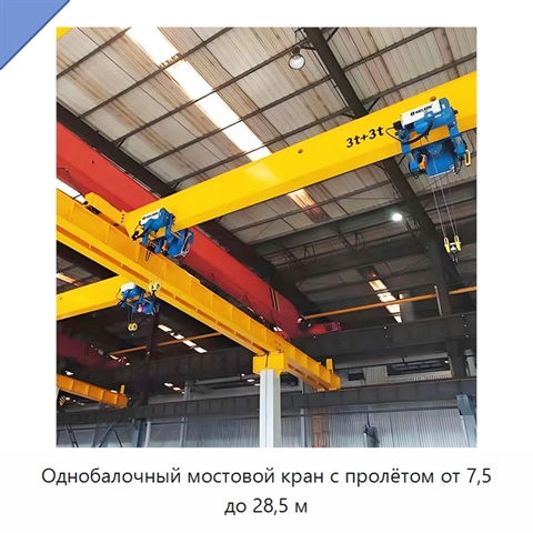Однобалочный мостовой кран с пролётом от 7,5 до 28,5 м