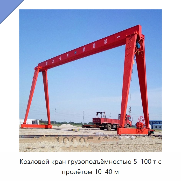 Козловой кран грузоподъёмностью 5–100 т с пролётом 10–40 м — Краны