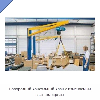 Поворотный консольный кран с изменяемым вылетом стрелы
