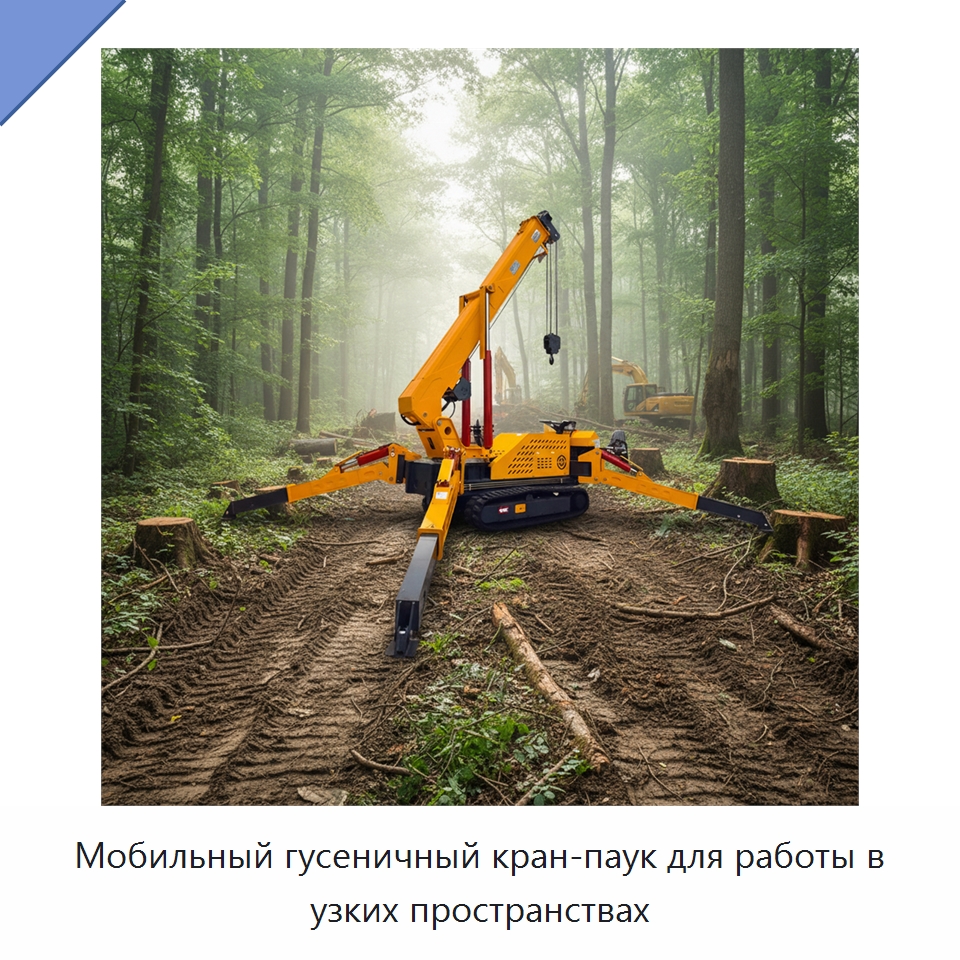 Мобильный гусеничный кран-паук для работы в узких пространствах — Краны