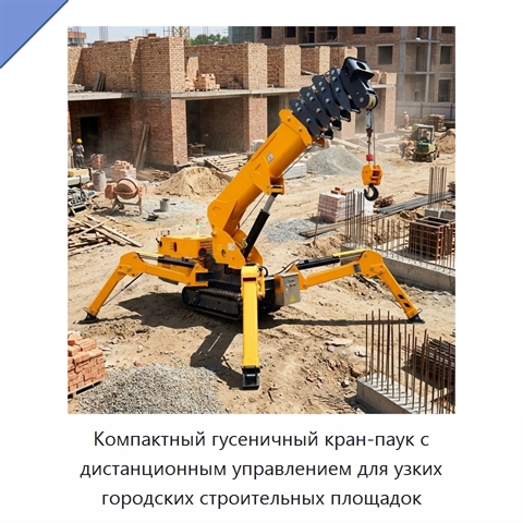 Компактный гусеничный кран-паук с дистанционным управлением для узких городских строительных площадок