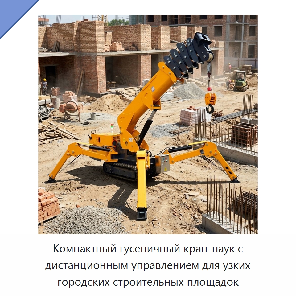 Компактный гусеничный кран-паук с дистанционным управлением для узких городских строительных площадок — Краны