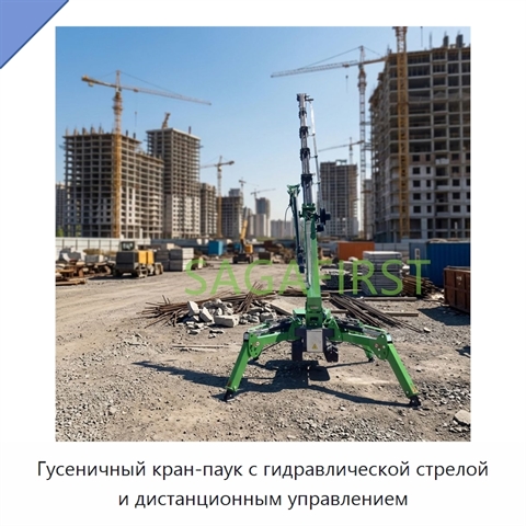 Гусеничный кран-паук с гидравлической стрелой и дистанционным управлением