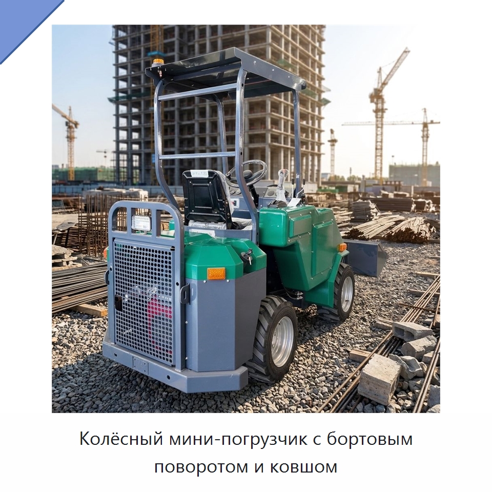 Колёсный мини-погрузчик с бортовым поворотом и ковшом — Землеройная техника