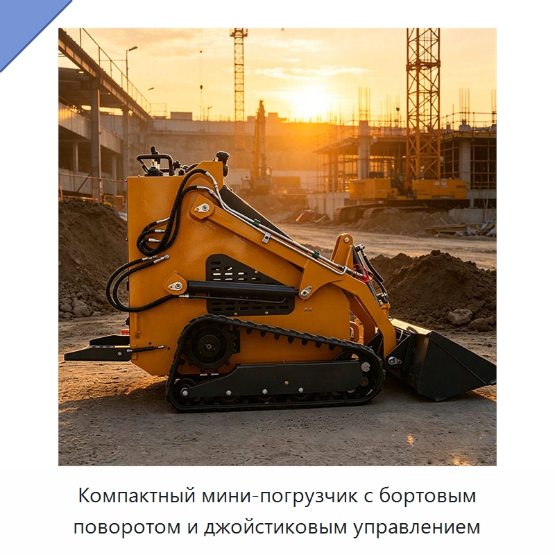 Компактный мини-погрузчик с бортовым поворотом и джойстиковым управлением — Землеройная техника