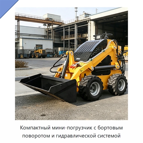 Компактный мини-погрузчик с бортовым поворотом и гидравлической системой