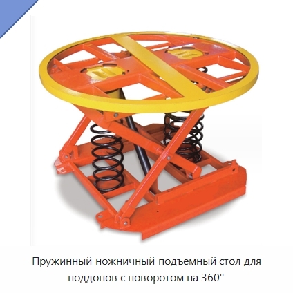 Пружинный ножничный подъемный стол для поддонов с поворотом на 360°