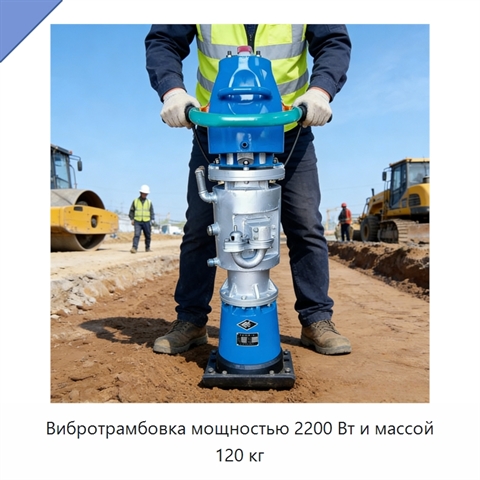 Вибротрамбовка мощностью 2200 Вт и массой 120 кг