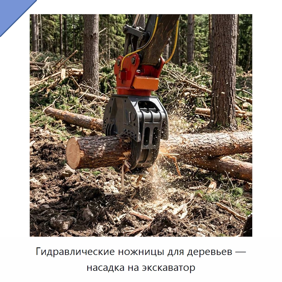 Гидравлические ножницы для деревьев — насадка на экскаватор