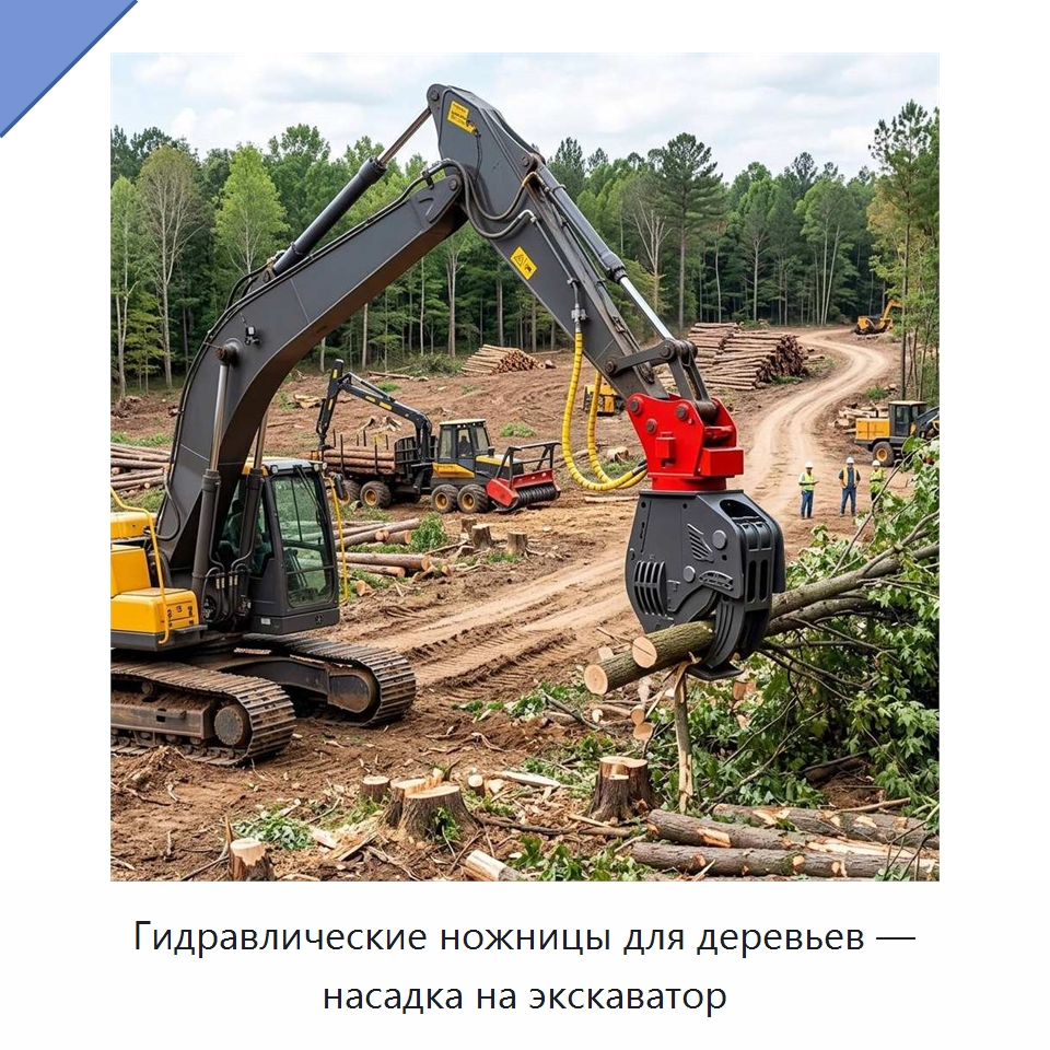 Гидравлические ножницы для деревьев — насадка на экскаватор