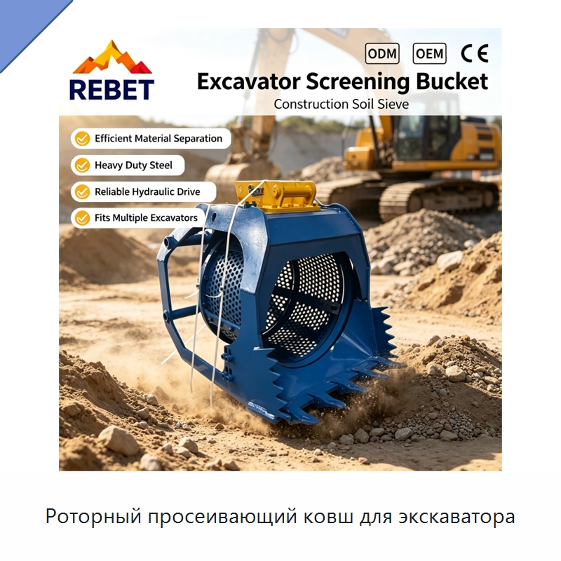 Роторный просеивающий ковш для экскаватора — Навесное оборудование для строительной техники
