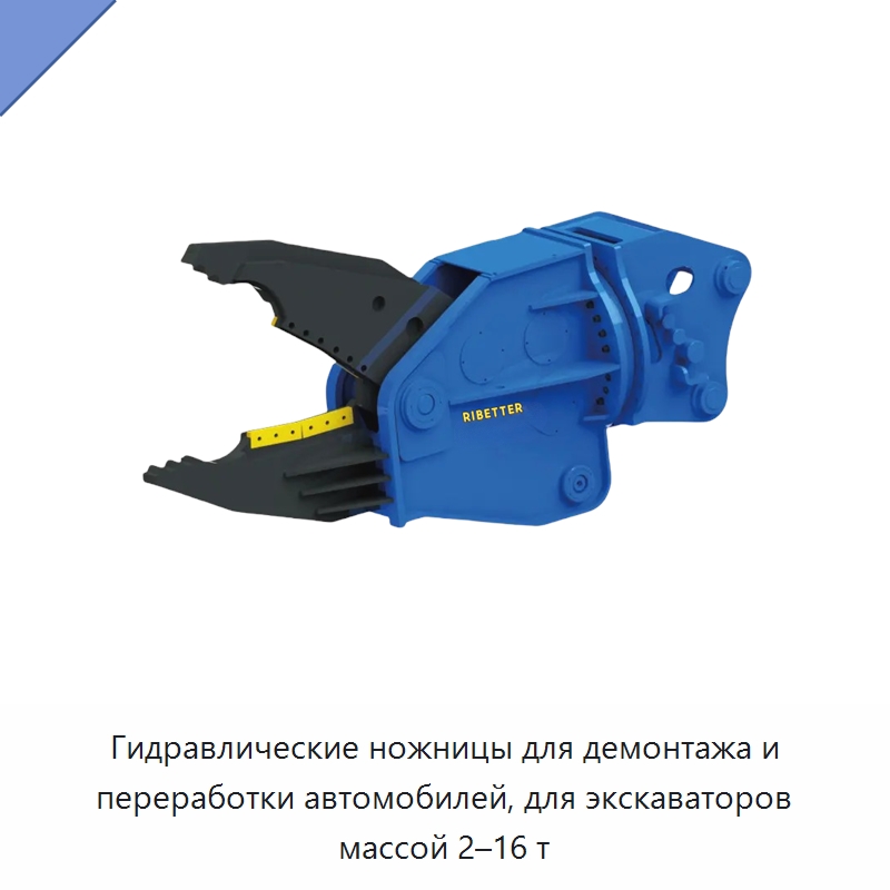 Гидравлические ножницы для демонтажа и переработки автомобилей, для экскаваторов массой 2–16 т