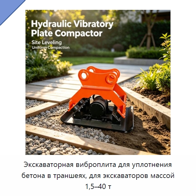 Экскаваторная виброплита для уплотнения бетона в траншеях, для экскаваторов массой 1,5–40 т — Навесное оборудование для строительной техники