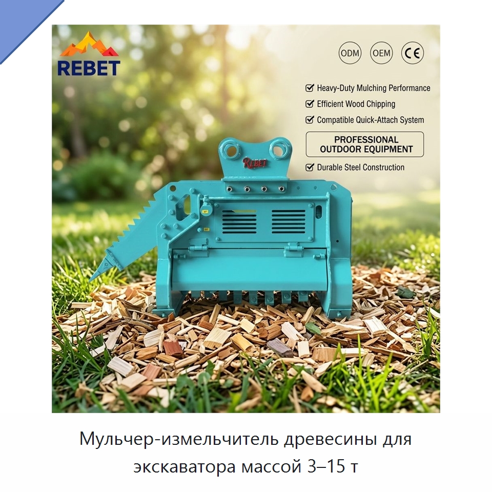 Мульчер-измельчитель древесины для экскаватора массой 3–15 т — Навесное оборудование для строительной техники