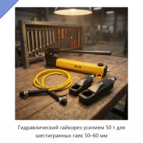 Гидравлический гайкорез усилием 50 т для шестигранных гаек 50–60 мм