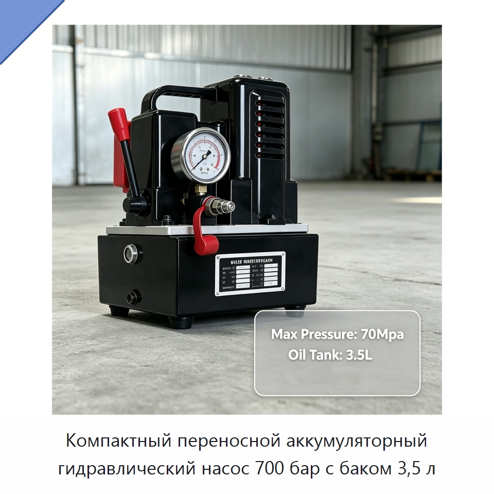 Компактный переносной аккумуляторный гидравлический насос 700 бар с баком 3,5 л — Гидравлические насосы