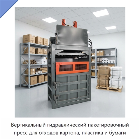 Вертикальный гидравлический пакетировочный пресс для отходов картона, пластика и бумаги