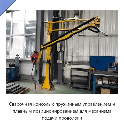 Сварочная консоль с пружинным управлением и плавным позиционированием для механизма подачи проволоки