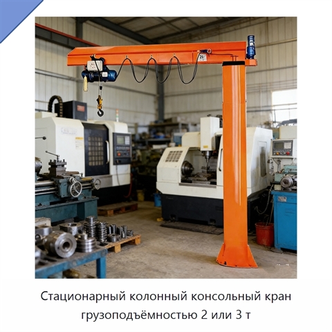 Стационарный колонный консольный кран грузоподъёмностью 2 или 3 т
