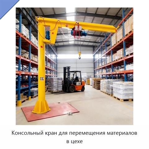 Консольный кран для перемещения материалов в цехе