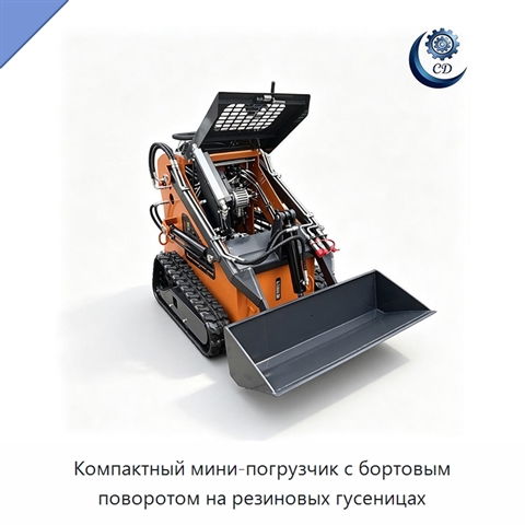 Компактный мини-погрузчик с бортовым поворотом на резиновых гусеницах