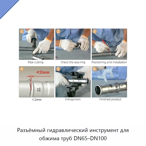 Разъёмный гидравлический инструмент для обжима труб DN65–DN100