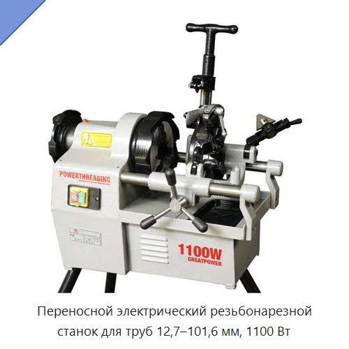 Переносной электрический резьбонарезной станок для труб 12,7–101,6 мм, 1100 Вт — Электрические резьбонарезные станки для труб