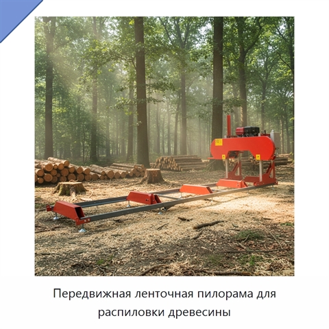 Передвижная ленточная пилорама для распиловки древесины