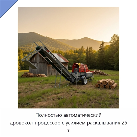 Полностью автоматический дровокол-процессор с усилием раскалывания 25 т