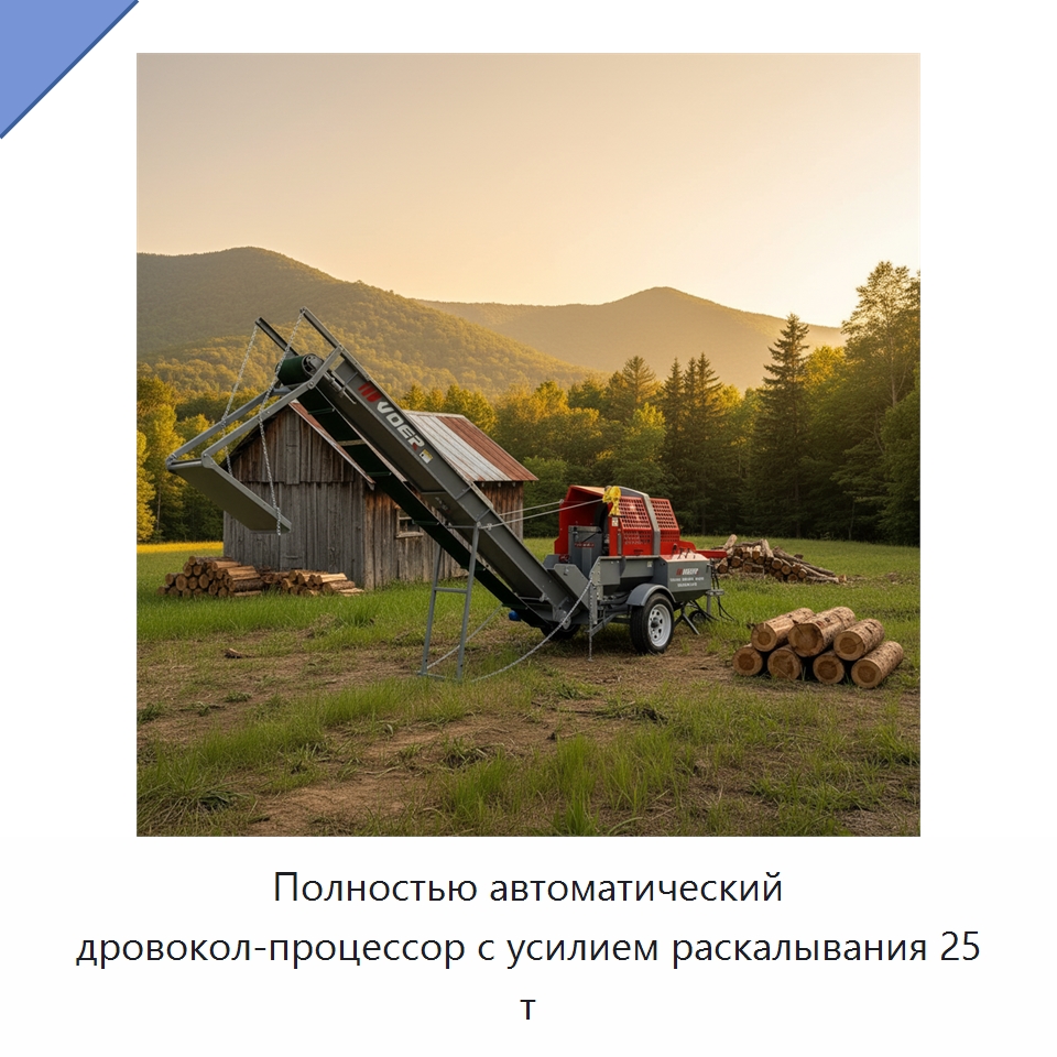 Полностью автоматический дровокол-процессор с усилием раскалывания 25 т — Лесохозяйственная техника