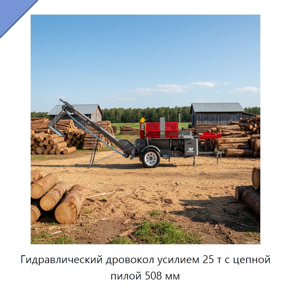 Гидравлический дровокол усилием 25 т с цепной пилой 508 мм — Лесохозяйственная техника