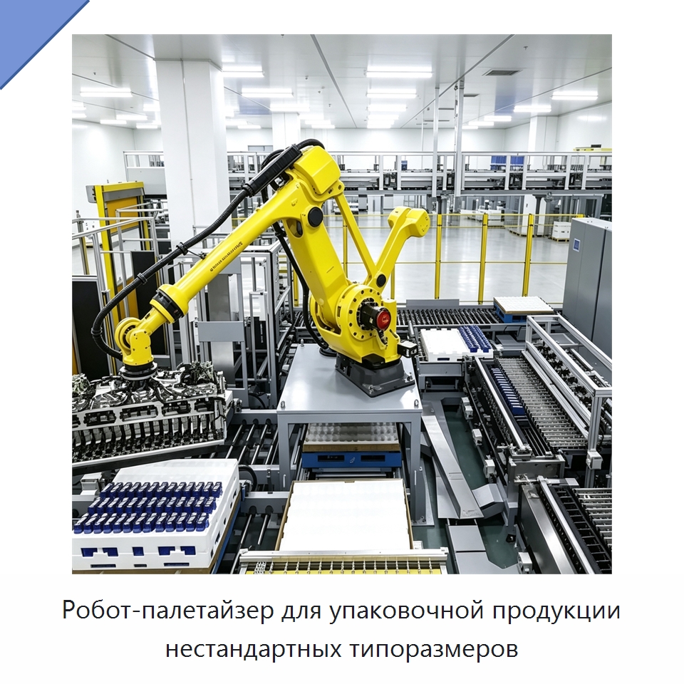 Робот-палетайзер для упаковочной продукции нестандартных типоразмеров — Манипуляторы