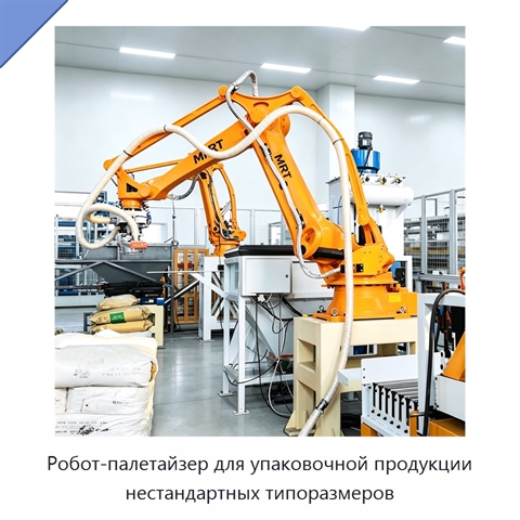 Робот-палетайзер для упаковочной продукции нестандартных типоразмеров