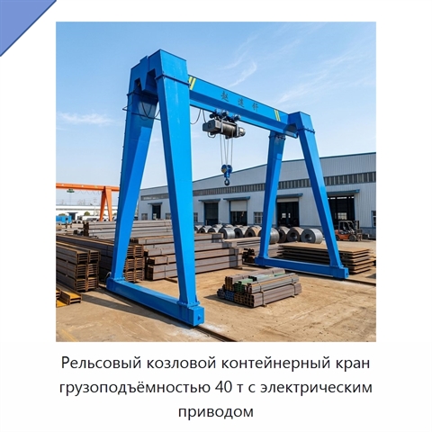 Рельсовый козловой контейнерный кран грузоподъёмностью 40 т с электрическим приводом
