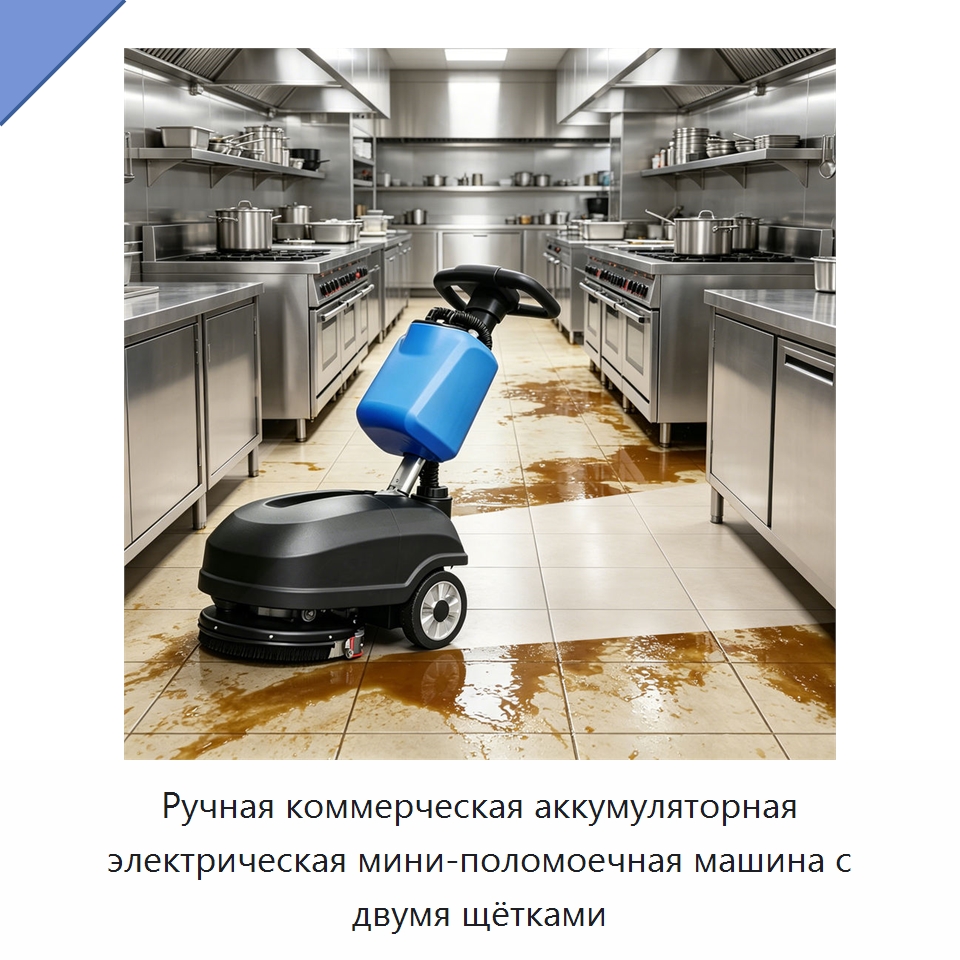 Ручная коммерческая аккумуляторная электрическая мини-поломоечная машина с двумя щётками — Подметальные машины