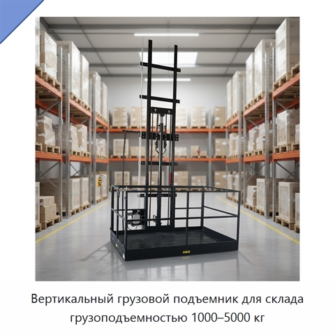 Вертикальный грузовой подъемник для склада грузоподъемностью 1000–5000 кг