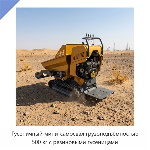 Гусеничный мини-самосвал грузоподъёмностью 500 кг с резиновыми гусеницами