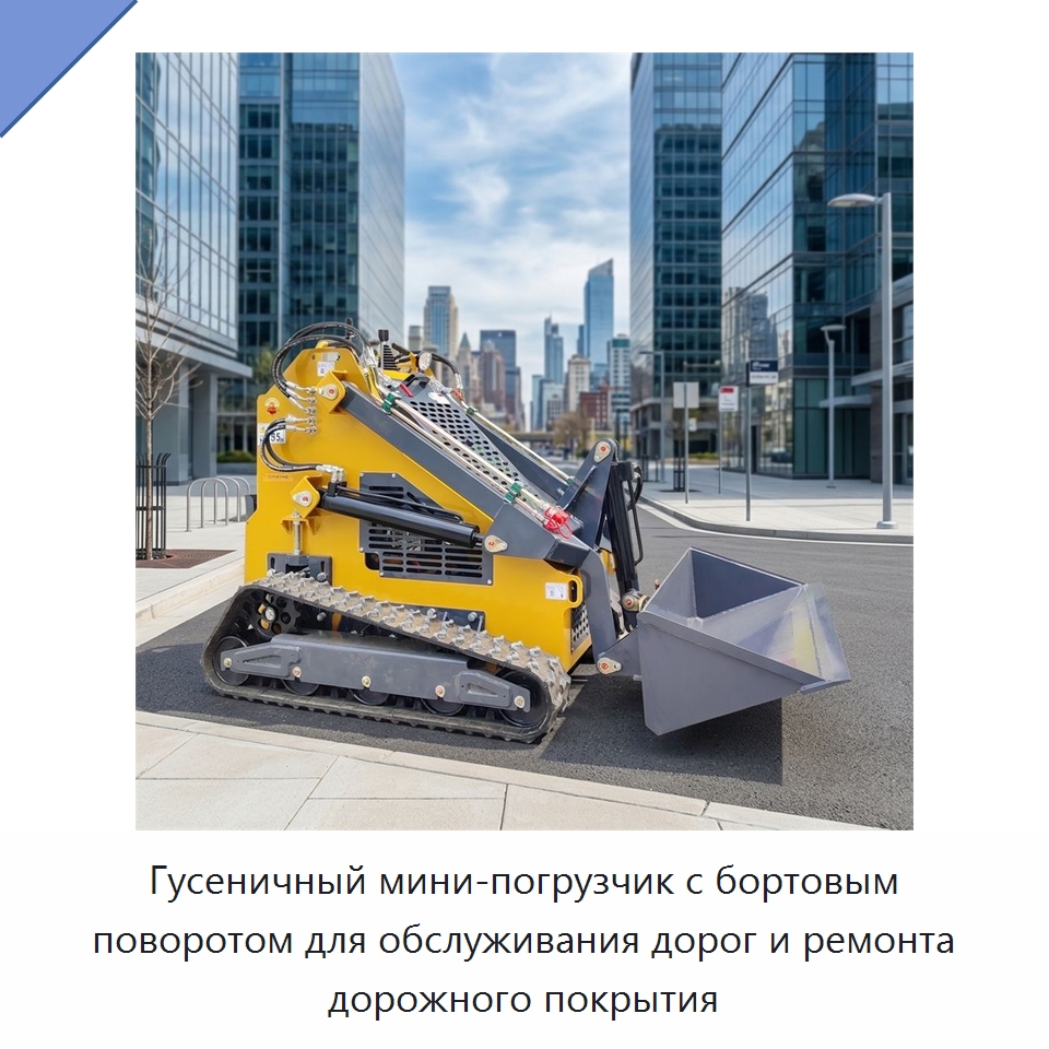Гусеничный мини-погрузчик с бортовым поворотом для обслуживания дорог и ремонта дорожного покрытия — Землеройная техника
