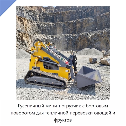Гусеничный мини-погрузчик с бортовым поворотом для тепличной перевозки овощей и фруктов