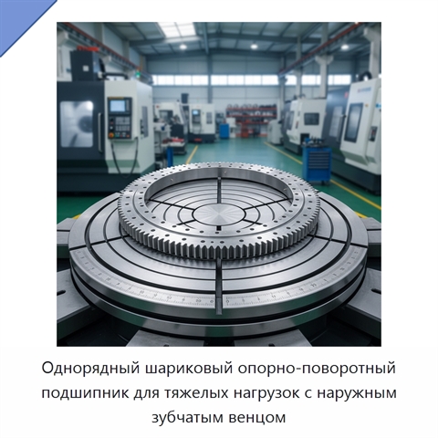 Однорядный шариковый опорно-поворотный подшипник для тяжелых нагрузок с наружным зубчатым венцом