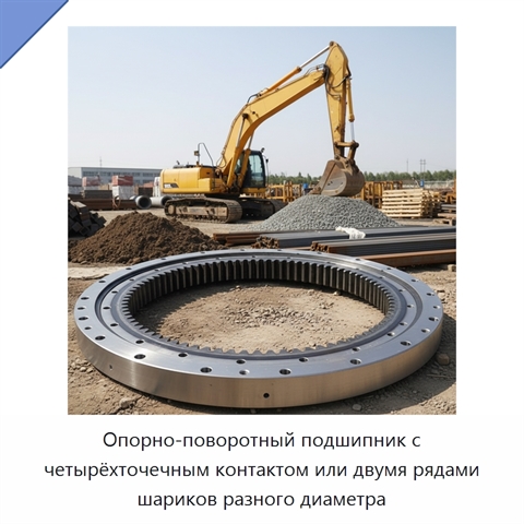 Опорно-поворотный подшипник с четырёхточечным контактом или двумя рядами шариков разного диаметра