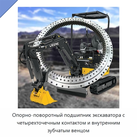 Опорно-поворотный подшипник экскаватора с четырехточечным контактом и внутренним зубчатым венцом