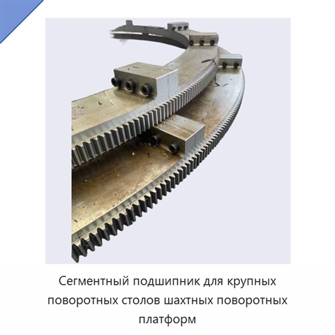 Сегментный подшипник для крупных поворотных столов шахтных поворотных платформ