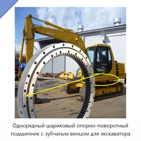 Однорядный шариковый опорно-поворотный подшипник с зубчатым венцом для экскаватора